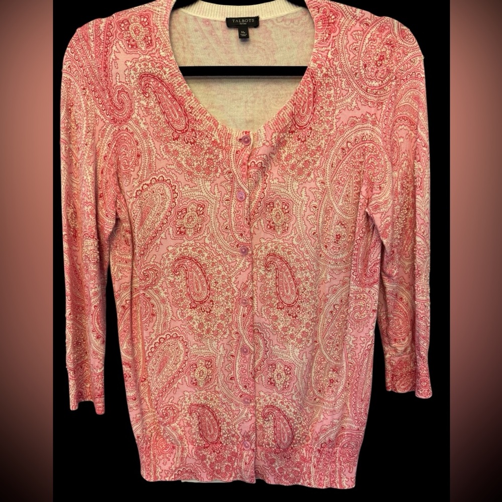 Talbots sweater beaded paisley MP